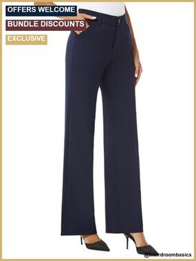 High Waist Wide Straight Leg Trousers Casual Slacks Dress Pants with Pockets